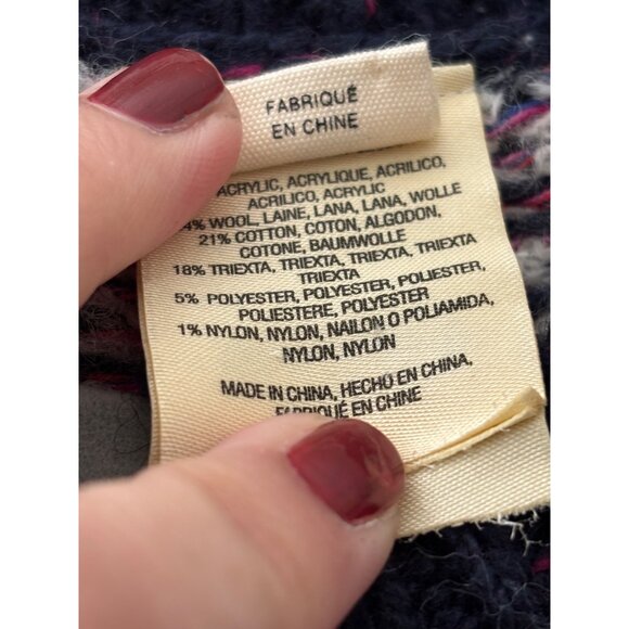 Anthropologie Sleeping On Snow Midland Fair Isle Sweater Poncho Blue XS/S Wool - Picture 8 of 14